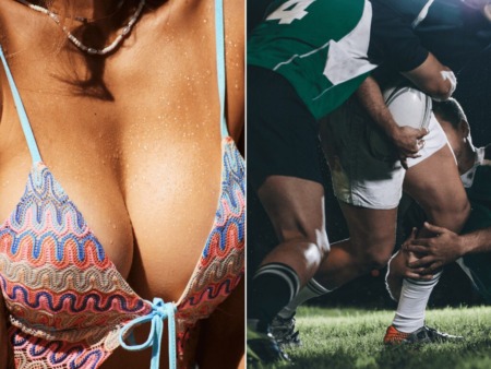 女性のおっぱいとラガーマンの太もものちがい