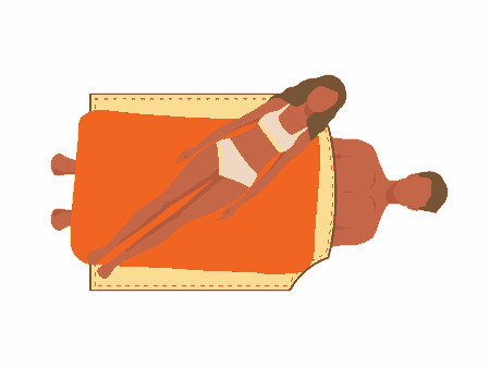 布団二枚の上に女